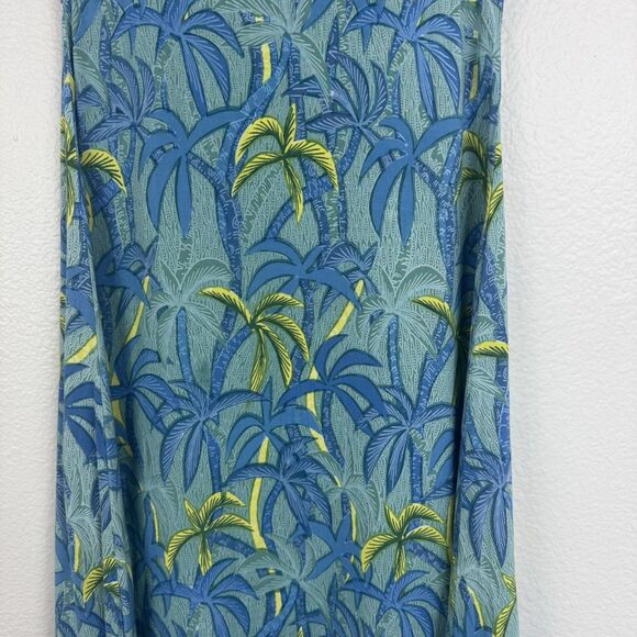 Rainbow Jo Tropical Palm Tree Print Sleeveless A-Line Midi Dress Green Blue XS - Picture 8 of 15